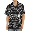 Black And White Hamburger Print Aloha Shirt