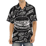 Black And White Hamburger Print Aloha Shirt