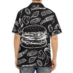 Black And White Hamburger Print Aloha Shirt