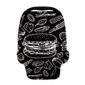 Black And White Hamburger Print Baby Seat Cover