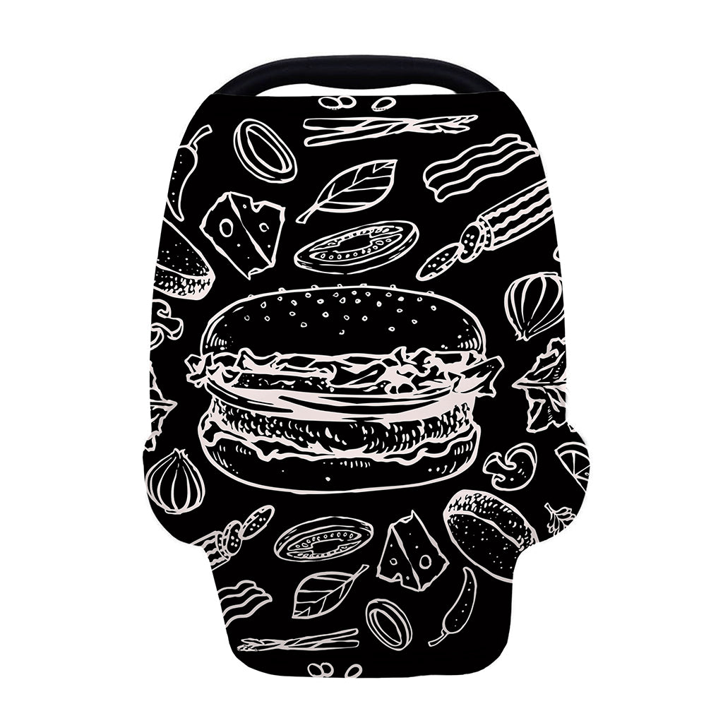 Black And White Hamburger Print Baby Seat Cover