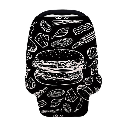 Black And White Hamburger Print Baby Seat Cover