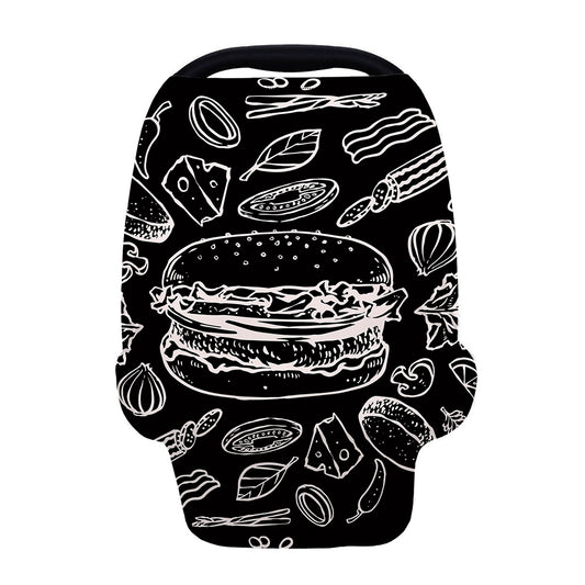 Black And White Hamburger Print Baby Seat Cover