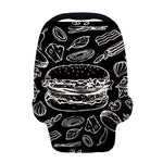 Black And White Hamburger Print Baby Seat Cover