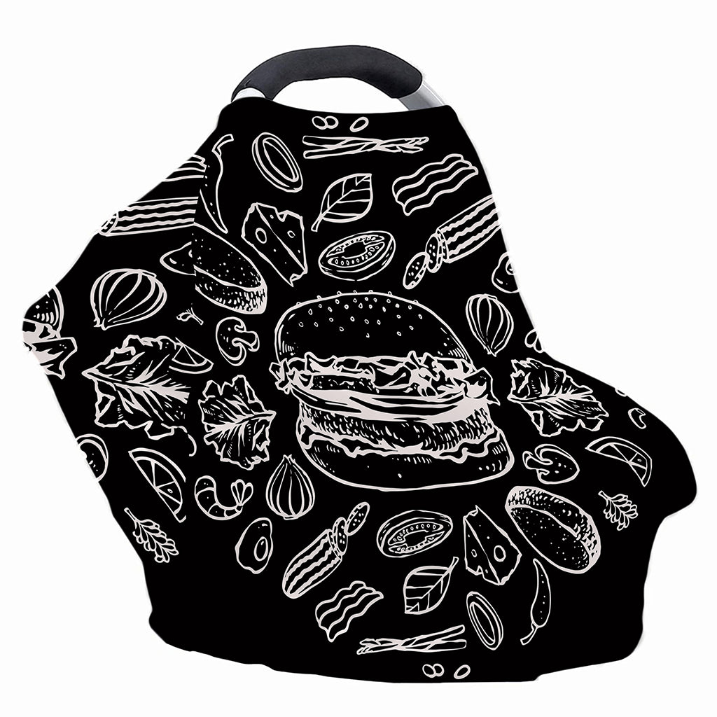 Black And White Hamburger Print Baby Seat Cover
