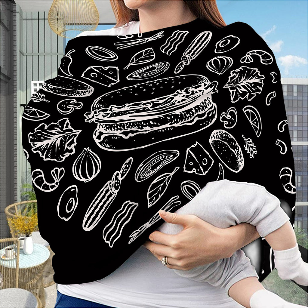 Black And White Hamburger Print Baby Seat Cover