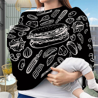 Black And White Hamburger Print Baby Seat Cover