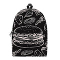 Black And White Hamburger Print School Backpack