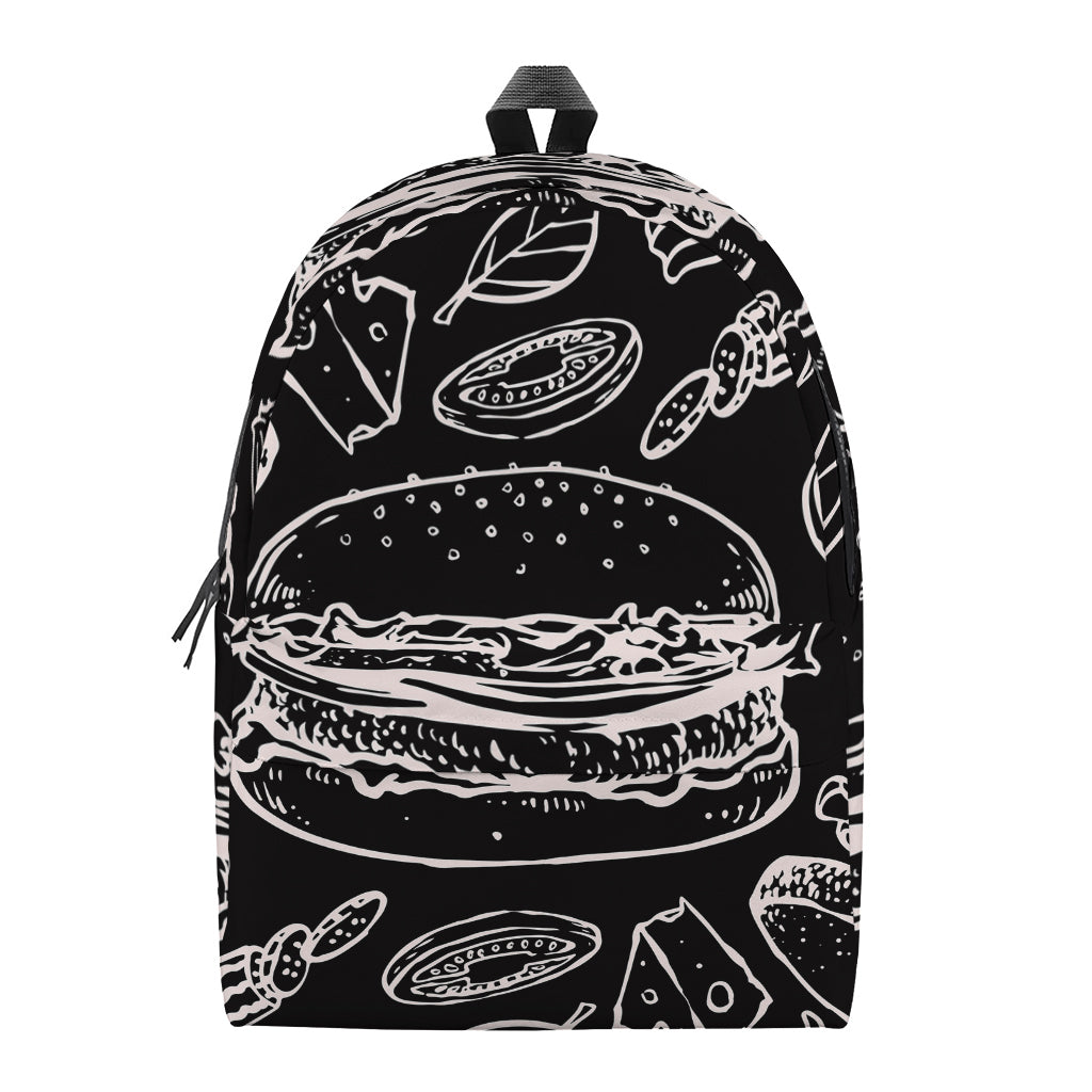 Black And White Hamburger Print Backpack