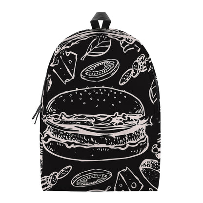 Black And White Hamburger Print Backpack