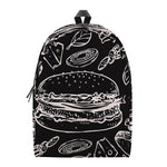 Black And White Hamburger Print Backpack