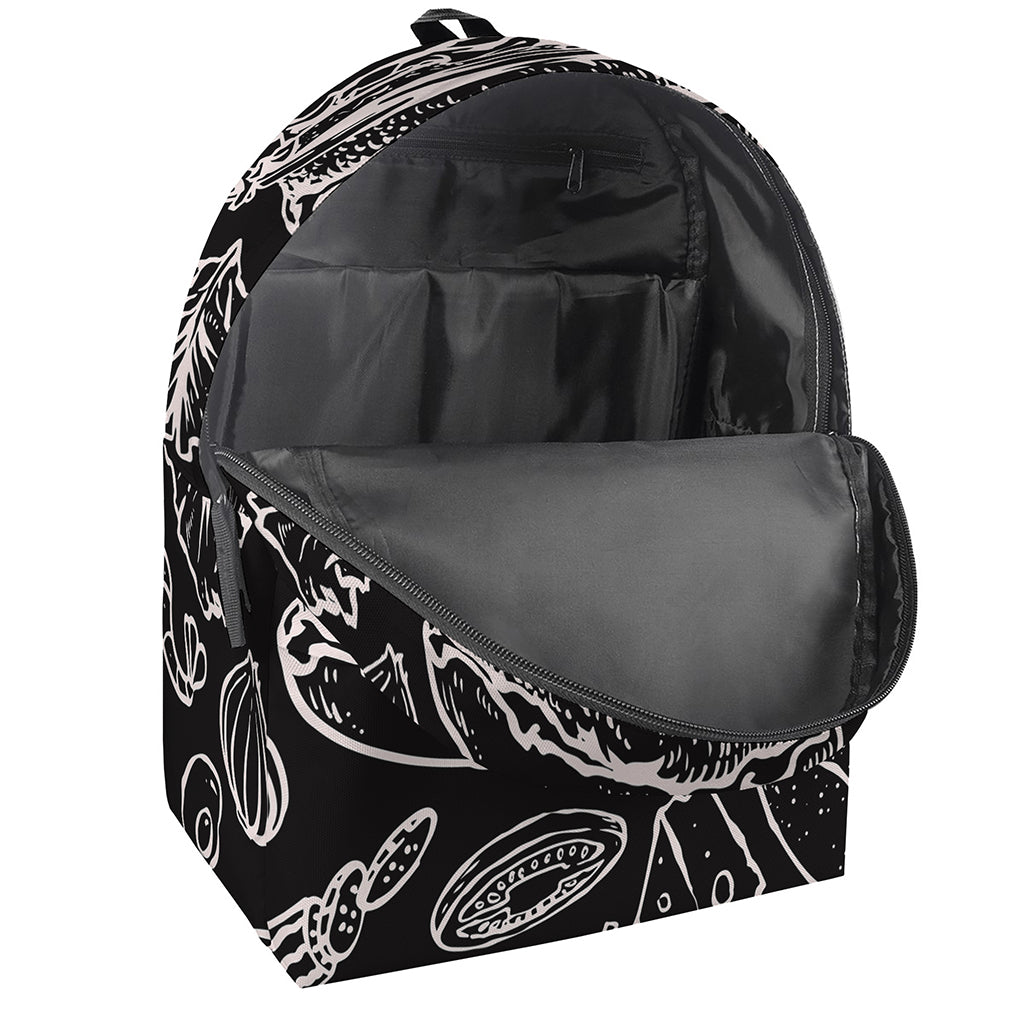 Black And White Hamburger Print Backpack