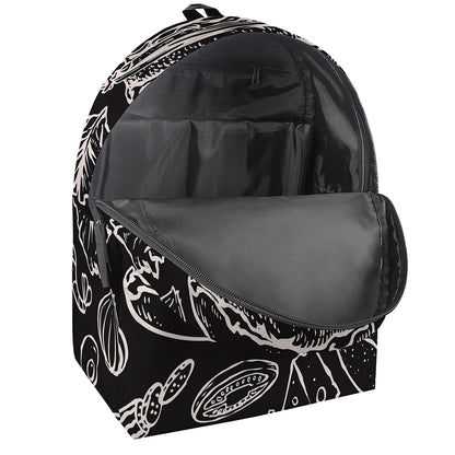 Black And White Hamburger Print Backpack