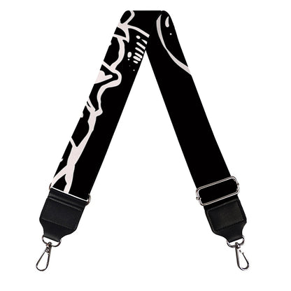 Black And White Hamburger Print Bag Strap