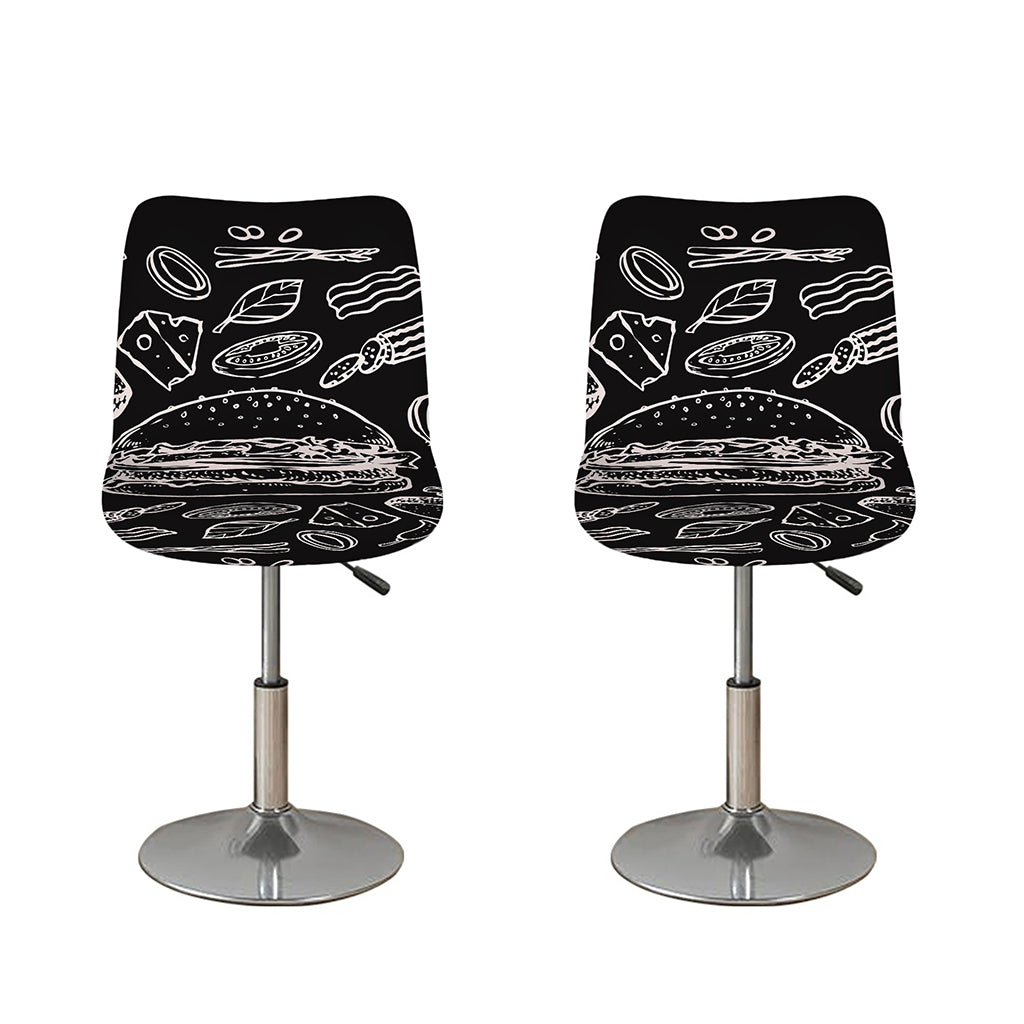 Black And White Hamburger Print Bar Stool Covers