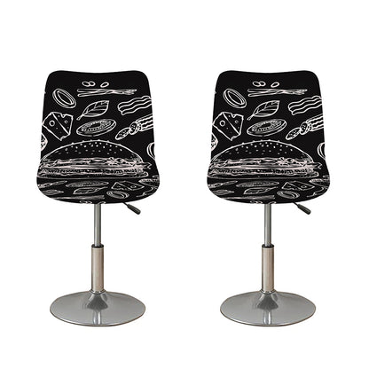 Black And White Hamburger Print Bar Stool Covers
