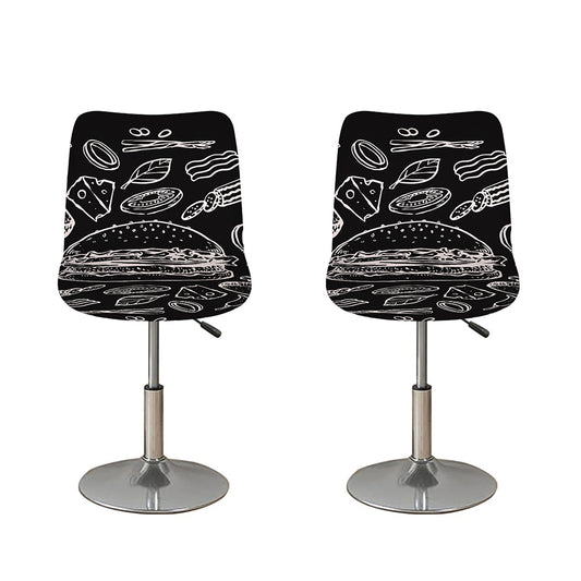 Black And White Hamburger Print Bar Stool Covers