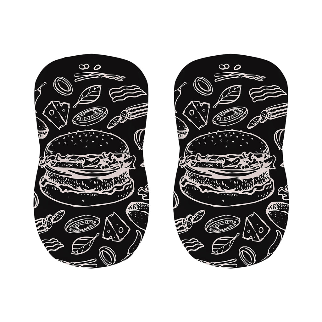 Black And White Hamburger Print Bar Stool Covers