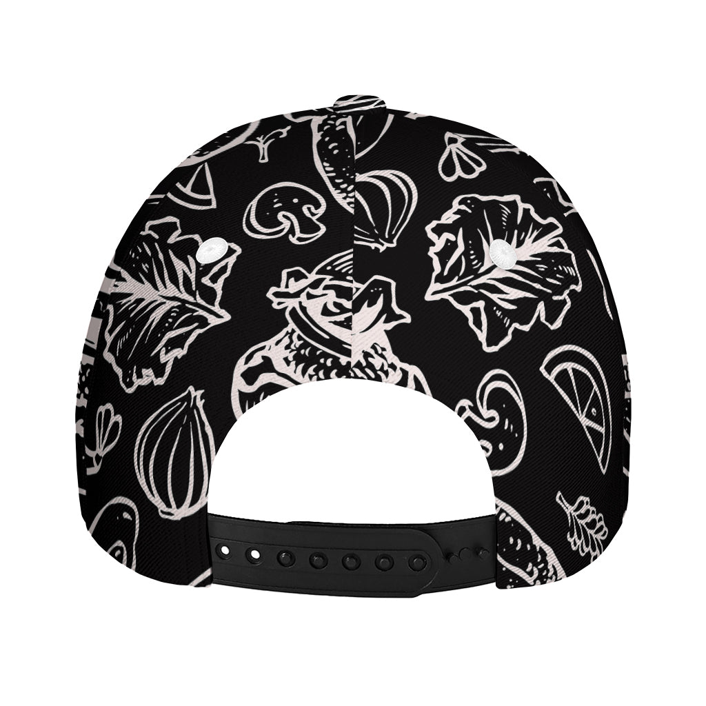 Black And White Hamburger Print Baseball Cap