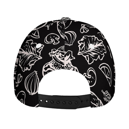 Black And White Hamburger Print Baseball Cap