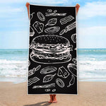 Black And White Hamburger Print Beach Towel