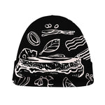 Black And White Hamburger Print Beanie