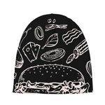 Black And White Hamburger Print Beanie