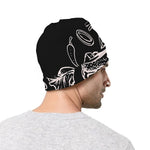 Black And White Hamburger Print Beanie
