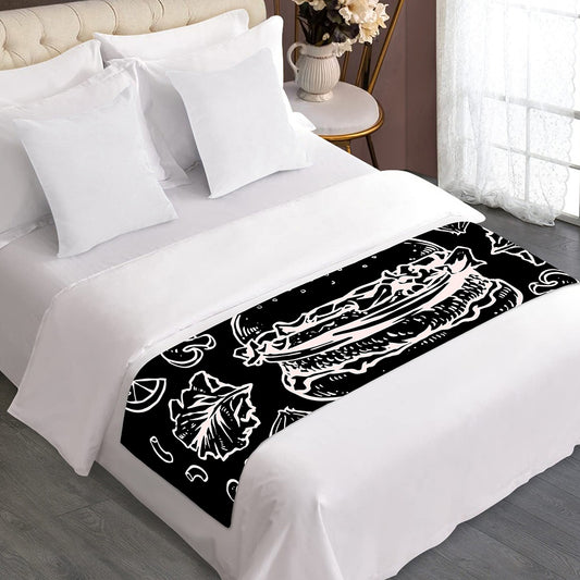 Black And White Hamburger Print Bed Runner