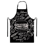 Black And White Hamburger Print Bib Apron With Pocket