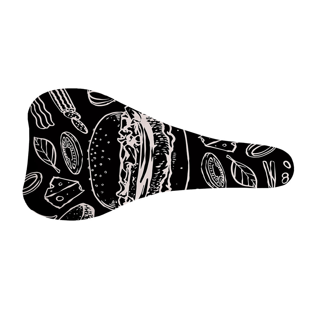 Black And White Hamburger Print Bicycle Seat Cover