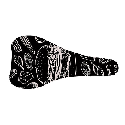 Black And White Hamburger Print Bicycle Seat Cover