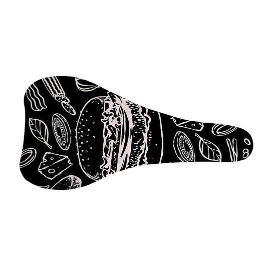 Black And White Hamburger Print Bicycle Seat Cover