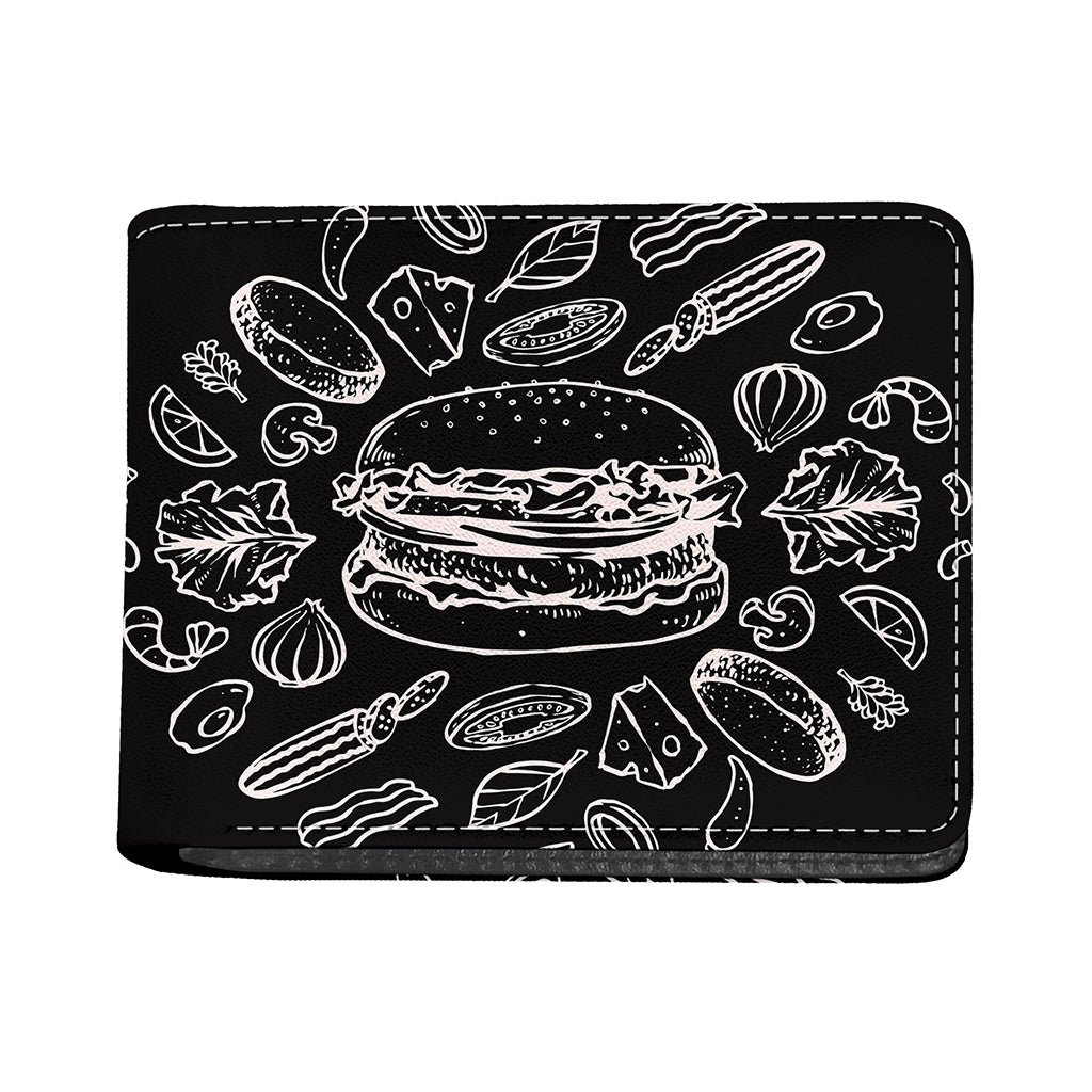 Black And White Hamburger Print Bifold Wallet