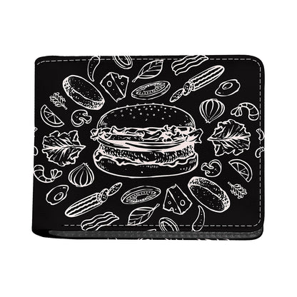 Black And White Hamburger Print Bifold Wallet