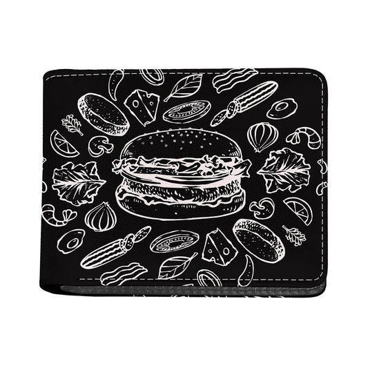 Black And White Hamburger Print Bifold Wallet