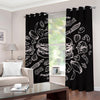 Black And White Hamburger Print Blackout Grommet Curtains