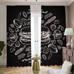 Black And White Hamburger Print Blackout Pencil Pleat Curtains