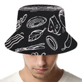 Black And White Hamburger Print Bucket Hat