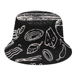 Black And White Hamburger Print Bucket Hat
