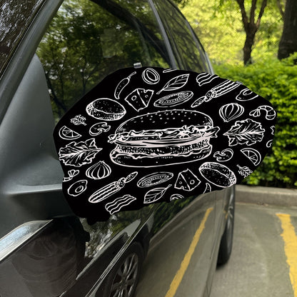 Black And White Hamburger Print Car Side Mirror Covers