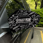 Black And White Hamburger Print Car Side Mirror Covers