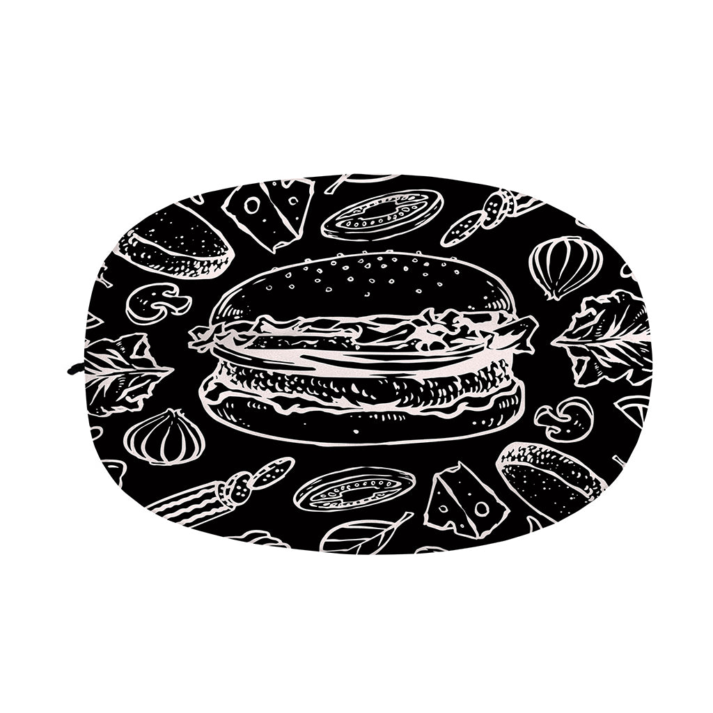 Black And White Hamburger Print Car Side Mirror Covers