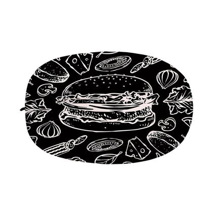 Black And White Hamburger Print Car Side Mirror Covers