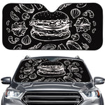 Black And White Hamburger Print Car Windshield Sun Shade