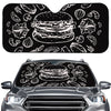 Black And White Hamburger Print Car Windshield Sun Shade