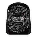 Black And White Hamburger Print Casual Backpack