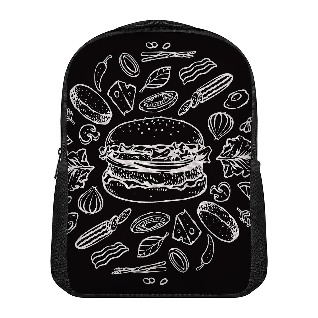 Black And White Hamburger Print Casual Backpack