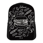 Black And White Hamburger Print Casual Backpack