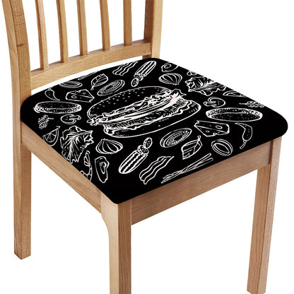 Black And White Hamburger Print Chair Cushion Cover